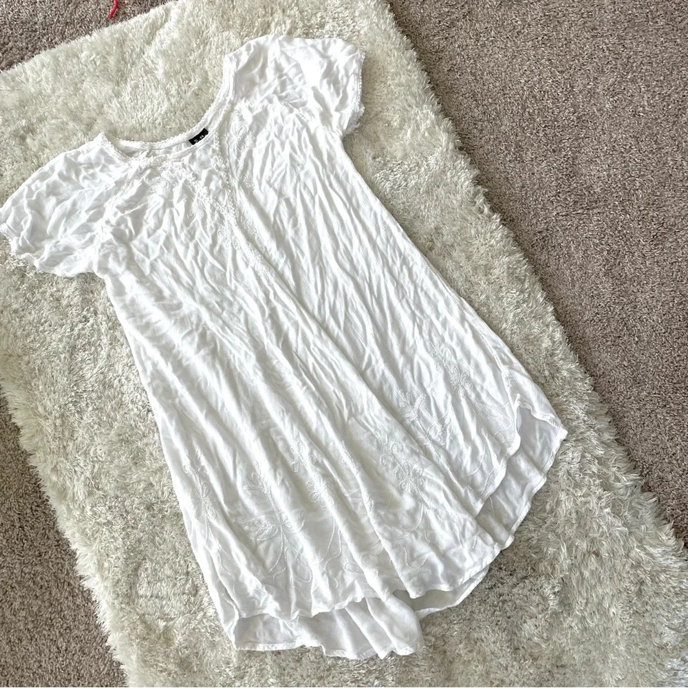 S.R. Fashion Embroidered Shift Tent Dress Dainty White Size L - Picture 10 of 11